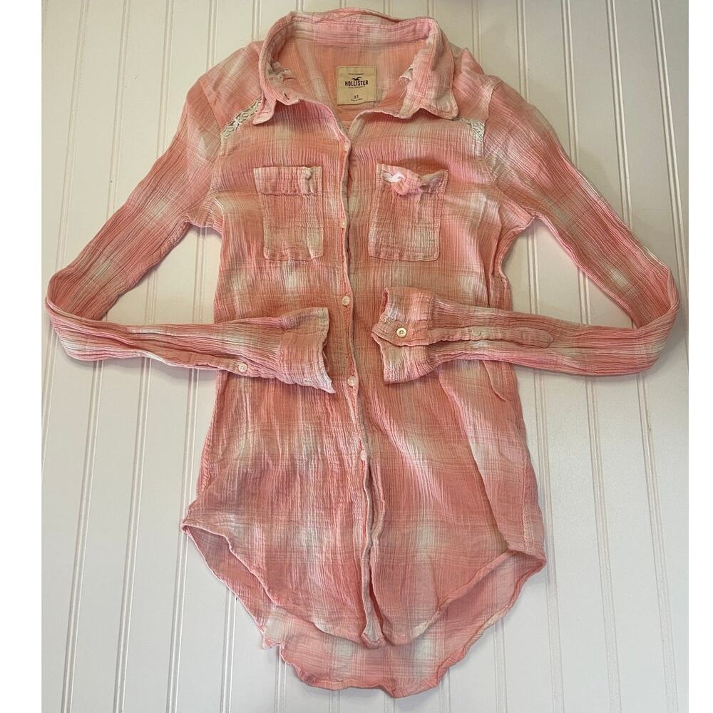 Hollister Y2K Inspired Gauzy Plaid Button Down Lightweight Womens XS